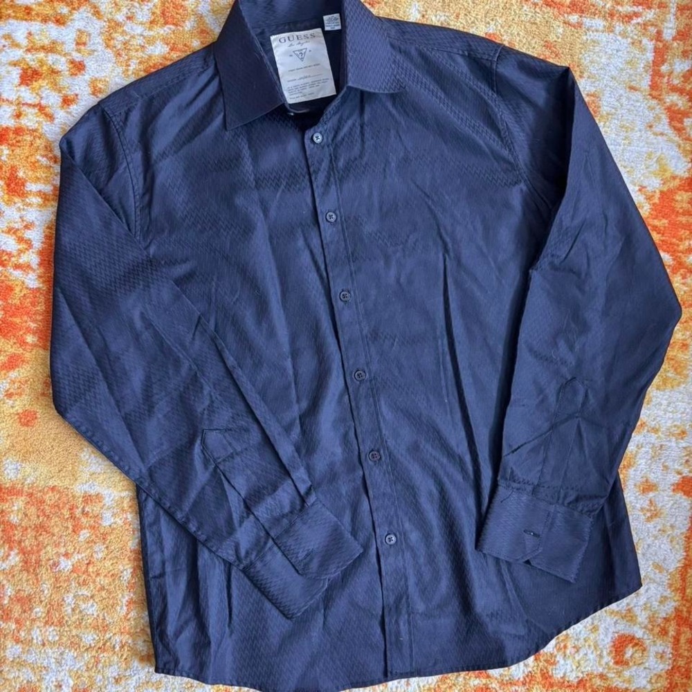 VTG Guess men's long sleeve black button down dress shirt
